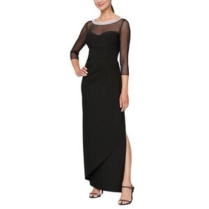 Alex Evenings Embellished Neck Side Slit Gown